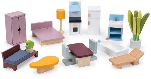 Mentari maison de poupée en bois Cedar Chalet avec meubles - jouet éducatif-3