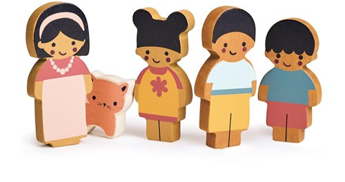 Mentari famille de poupées jouet en bois avec chat maison de poupées