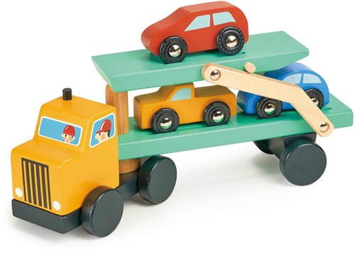 Mentari transporteur de voitures jouet avec 3 voitures - véhicule en bois