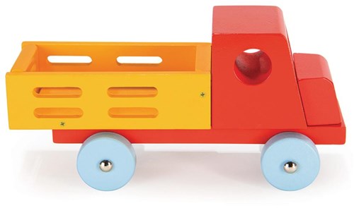 Mentari camion jouet en bois rouge - éducatif et durable-2