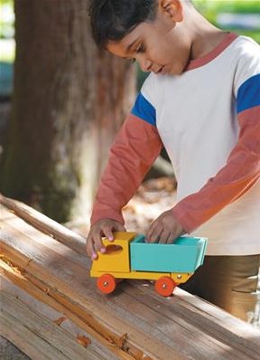 Mentari camion en bois jaune - véhicule jouet pour enfants-3