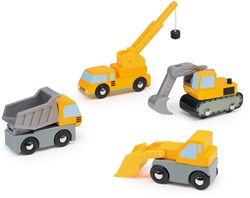 Mentari véhicules de chantier en bois jouet - set de 4 pièces