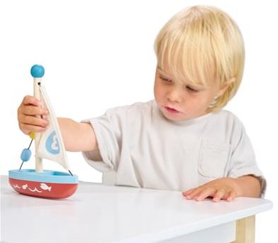 Mentari bateau à voile en bois jouet - coloré et durable-3