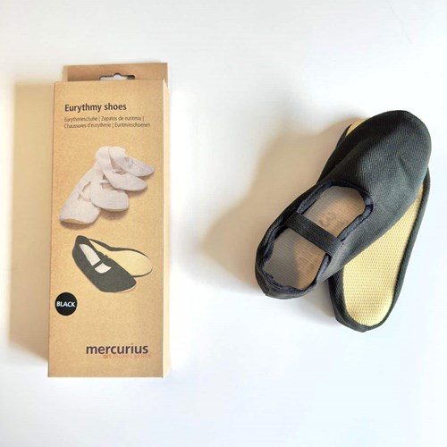 Mercurius chaussures d'eurythmie noires - chaussures en coton antidérapantes taille 52