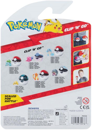 Jazwares Pokémon Clip N Go Squirtle speelfiguur met Pokébal set-3