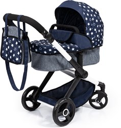 Bayer Chic 2000 poppenwagen Xeo blauw met verstelbare duwstang