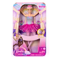 Barbie ballerina pop met lichtjes - Dreamtopia roze jurk