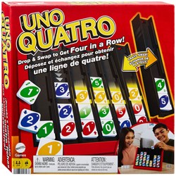 Mattel UNO Quatro - Vier op een rij familiespel - Denkspel