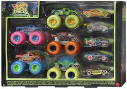 Hot Wheels Monster Trucks speelgoedauto's glow in the dark 10-pack