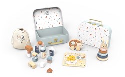 Speedy Monkey boîte à jouets bois FSC avec blocs et animal à tirer 30x20x10,5cm