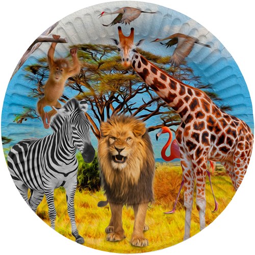 Folat Safari papieren borden 23cm - 8 stuks kinderfeestje party-2