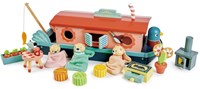 Tender Leaf houten kanaalboot speelgoed met accessoires en otterfamilie-2