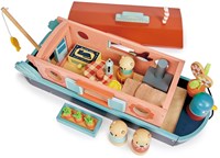 Tender Leaf houten kanaalboot speelgoed met accessoires en otterfamilie-3