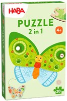 Haba puzzle animaux 2-en-1 Papillon carton coloré pour enfants