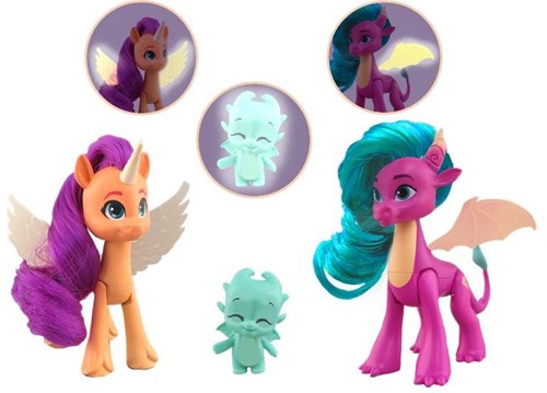 Hasbro My Little Pony draken speelgoed Dragon Light Reveal set 3 stuks