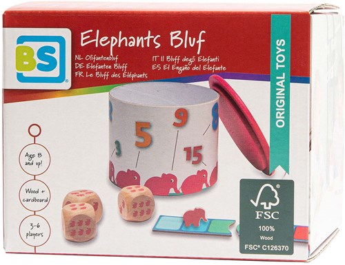 BS Toys Bluff des éléphants - Jeu de dés pour enfants et adultes - Bois FSC