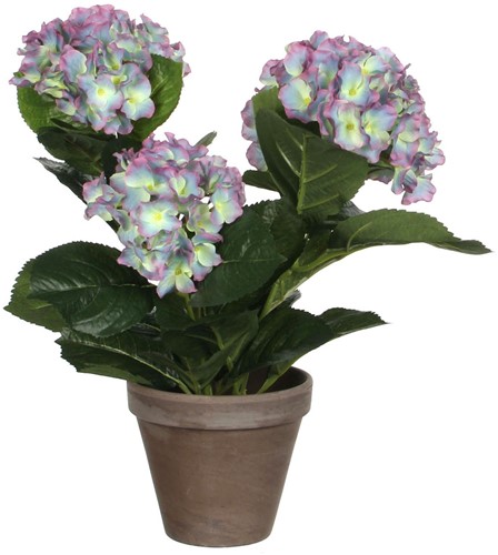 Kunstplant hortensia paars in pot