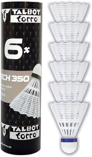 Schildkröt volants de badminton nylon blanc 6 pièces vitesse moyenne