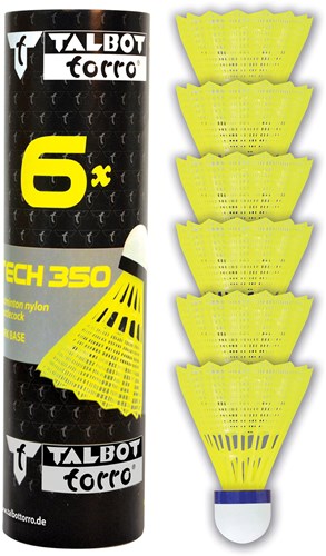 Schildkröt badminton shuttlecocks nylon 6 stuks geel medium snelheid