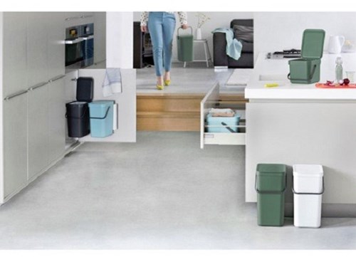 Brabantia poubelle Sort & Go 12L gris - poubelle de tri sélectif