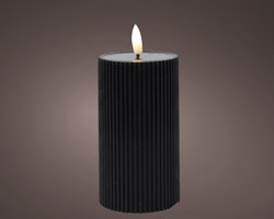Lumineo LED stompkaars zwart ribbel met vlam-effect en timer