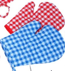Harlekijn gant de four jouet 18 cm x 13 cm rouge bleu