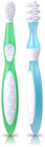 KidsMe Eerste Tandenborstel set - Voor baby, kind & peuter - Blauw/Groen