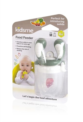 KidsMe Food Feeder fruitspeen & sabbelzakje voor baby - Maat M - Grijs