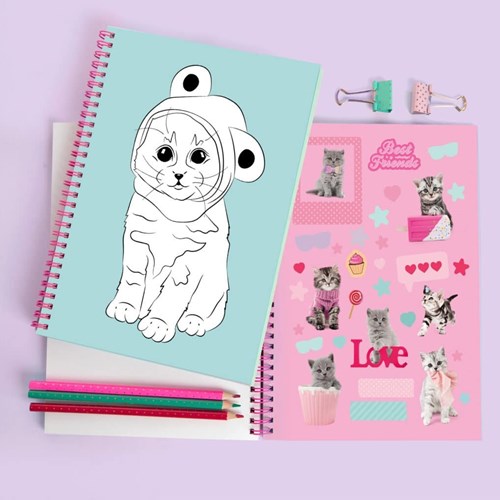 Studio Pets livre de coloriage A5 avec autocollants - plaisir créatif félin-3