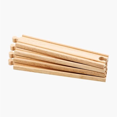 Hape rails de train en bois longues voies droites 4 pièces jouet-3