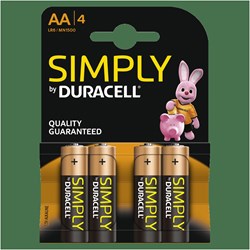 Duracell AA batterijen alkaline Simply 4-pack krachtig en betrouwbaar