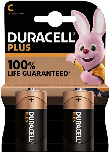 Duracell C alkaline batterijen - Plus Power - 2 stuks, lange levensduur