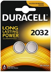 Duracell knoopcel CR2032 3V lithium batterij 2-pack voor elektronica