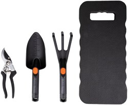 Black+Decker tuingereedschap set 4-delig met kniemat en snoeischaar