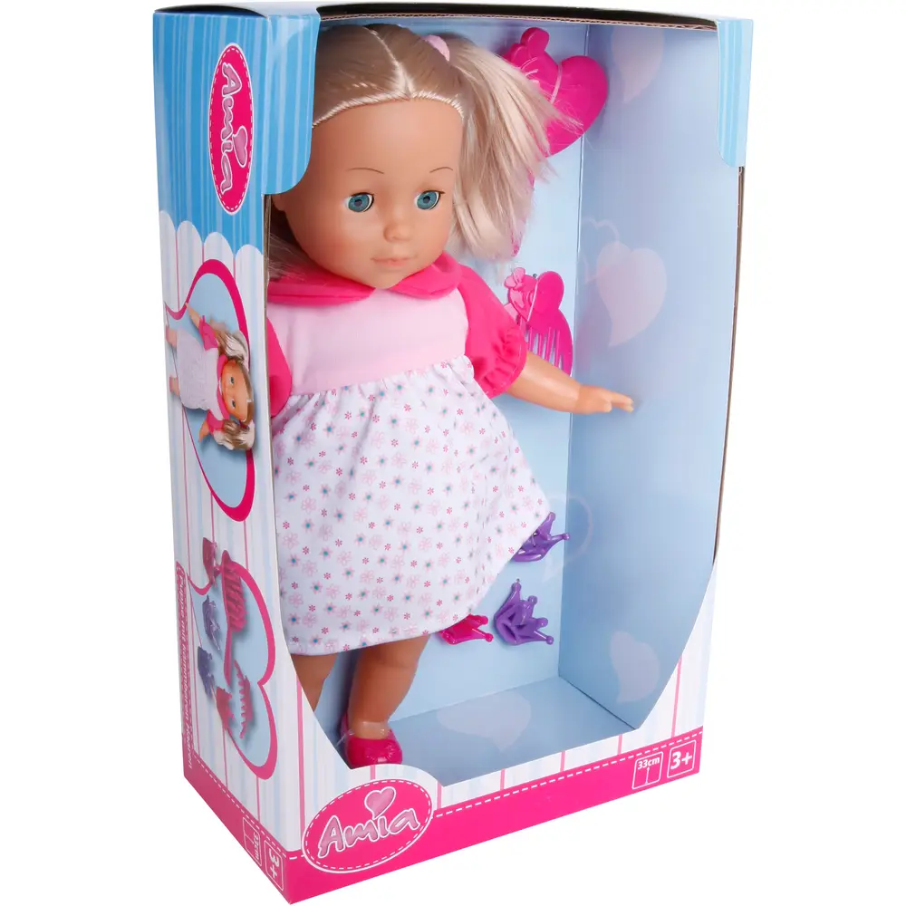 Amia pop met haar - speelpop 33cm inclusief accessoires en borstel