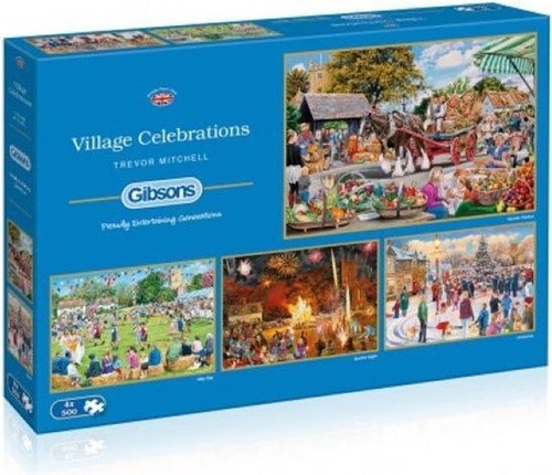Gibsons puzzel Village Celebrations - 4 x 500 stukjes legpuzzel-3