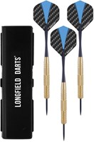 Longfield Games dartset steeltip brass 22 gram in etui blauw-2
