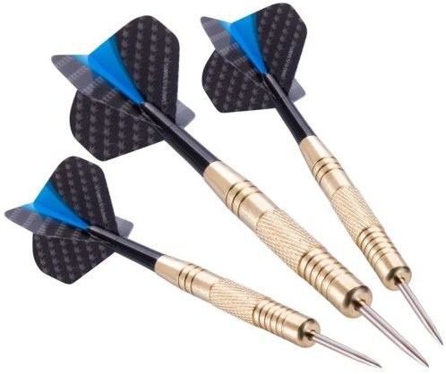 Longfield Games dartset steeltip brass 22 gram in etui blauw-3