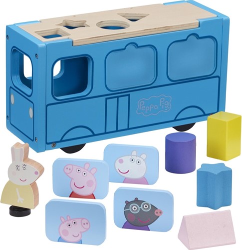 Trieur de cartes Peppa Pig Bus scolaire en bois