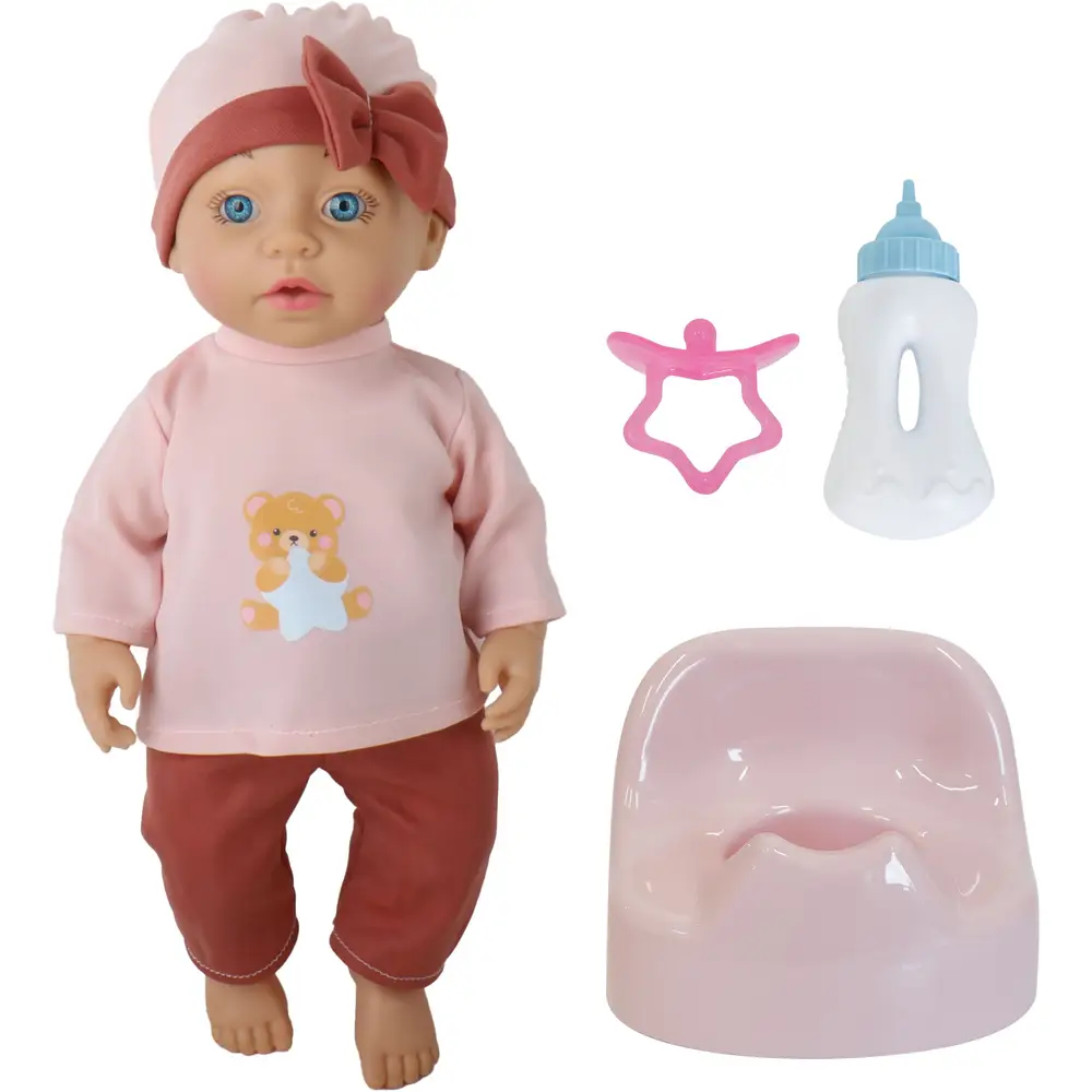 Amia pop Rosy 40 cm met accessoires - drink en plas pop speelgoed