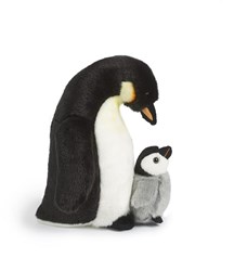 Living Nature knuffel pinguïn met jong - pluche speelgoed