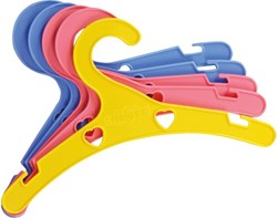 Heless poppen kledinghangers kunststof set - rood blauw geel
