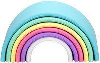 Dena Jouet arc-en-ciel pastel silicone 6 pièces pour bébés et enfants