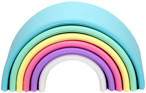 Dena Jouet arc-en-ciel pastel silicone 6 pièces pour bébés et enfants