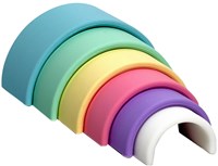Dena Jouet arc-en-ciel pastel silicone 6 pièces pour bébés et enfants-2