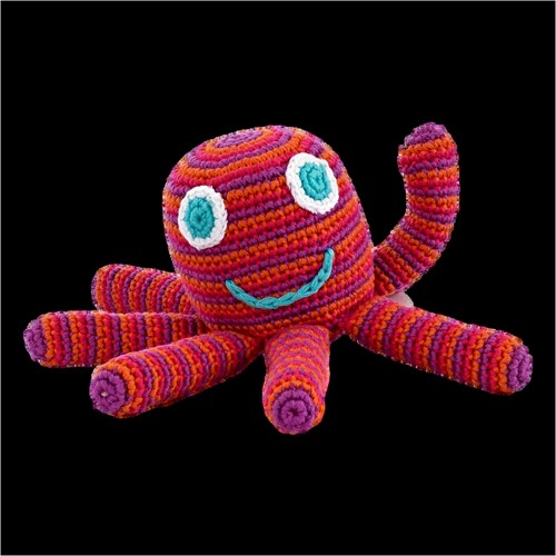 Pebble organic rammelaar - Octopus Roze