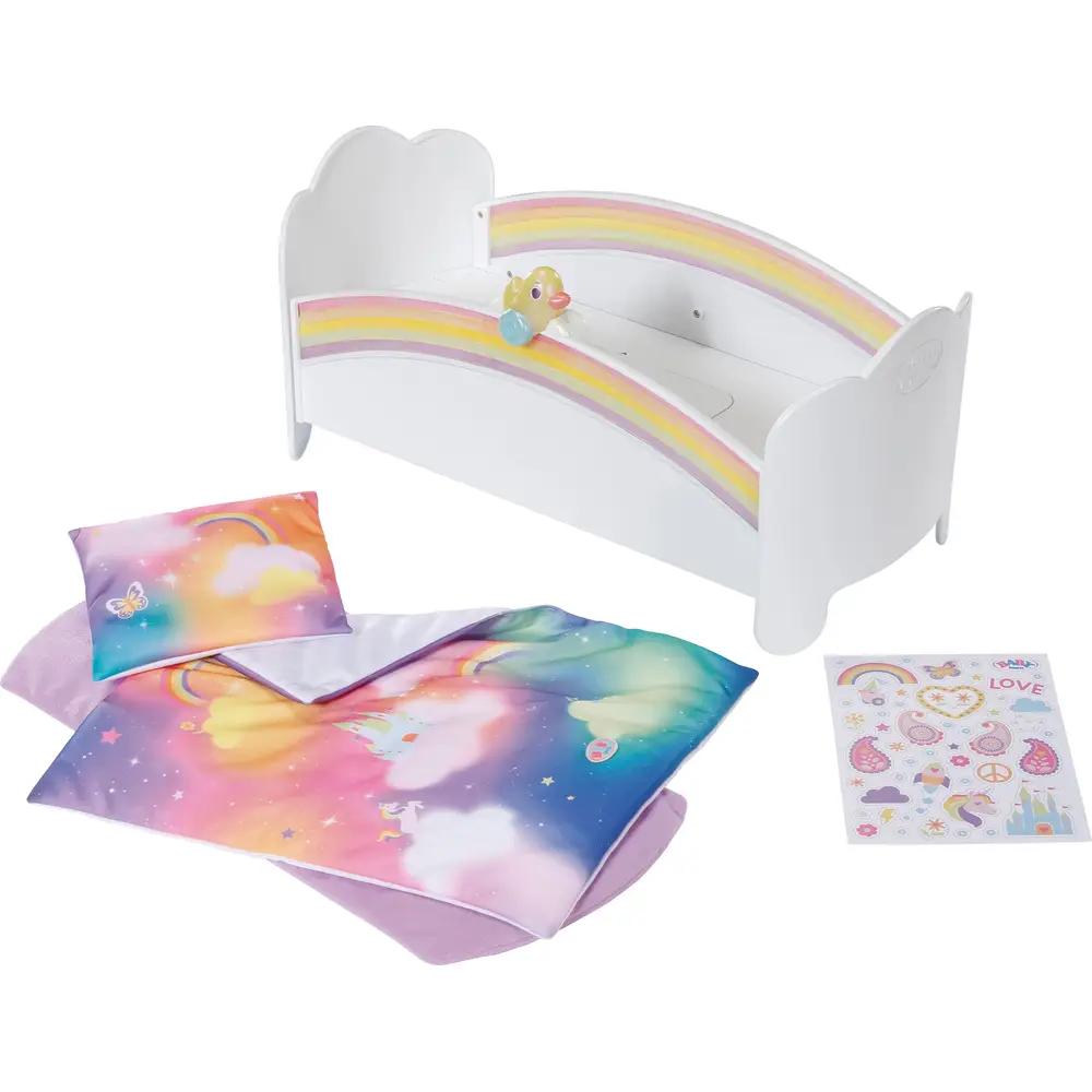 BABY born poppenbed regenboog met licht en slaapliedje - multikleur