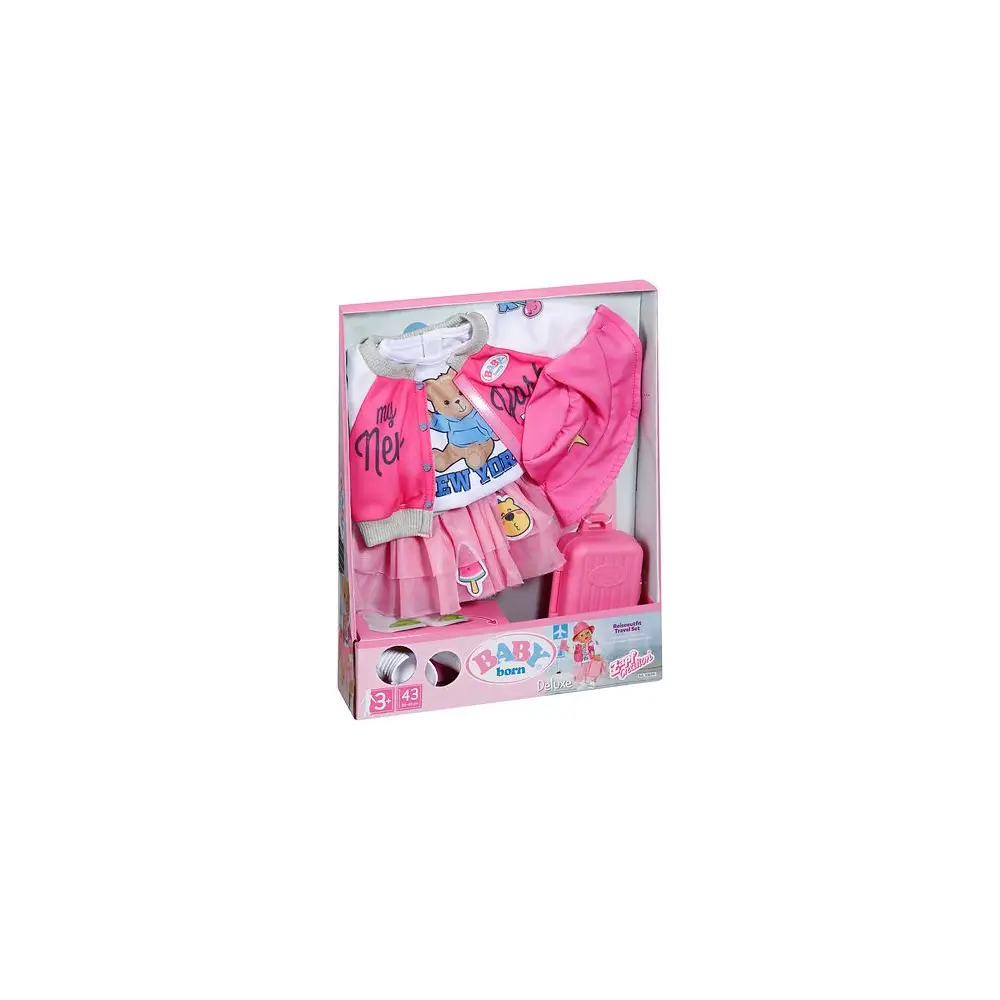 BABY born vêtements de poupée tenue de voyage 43cm avec accessoires et valise