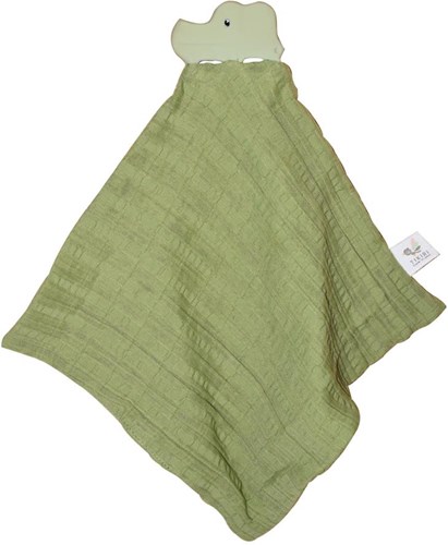 Tikiri doudou crocodile avec anneau de dentition caoutchouc naturel 25x23cm vert-2