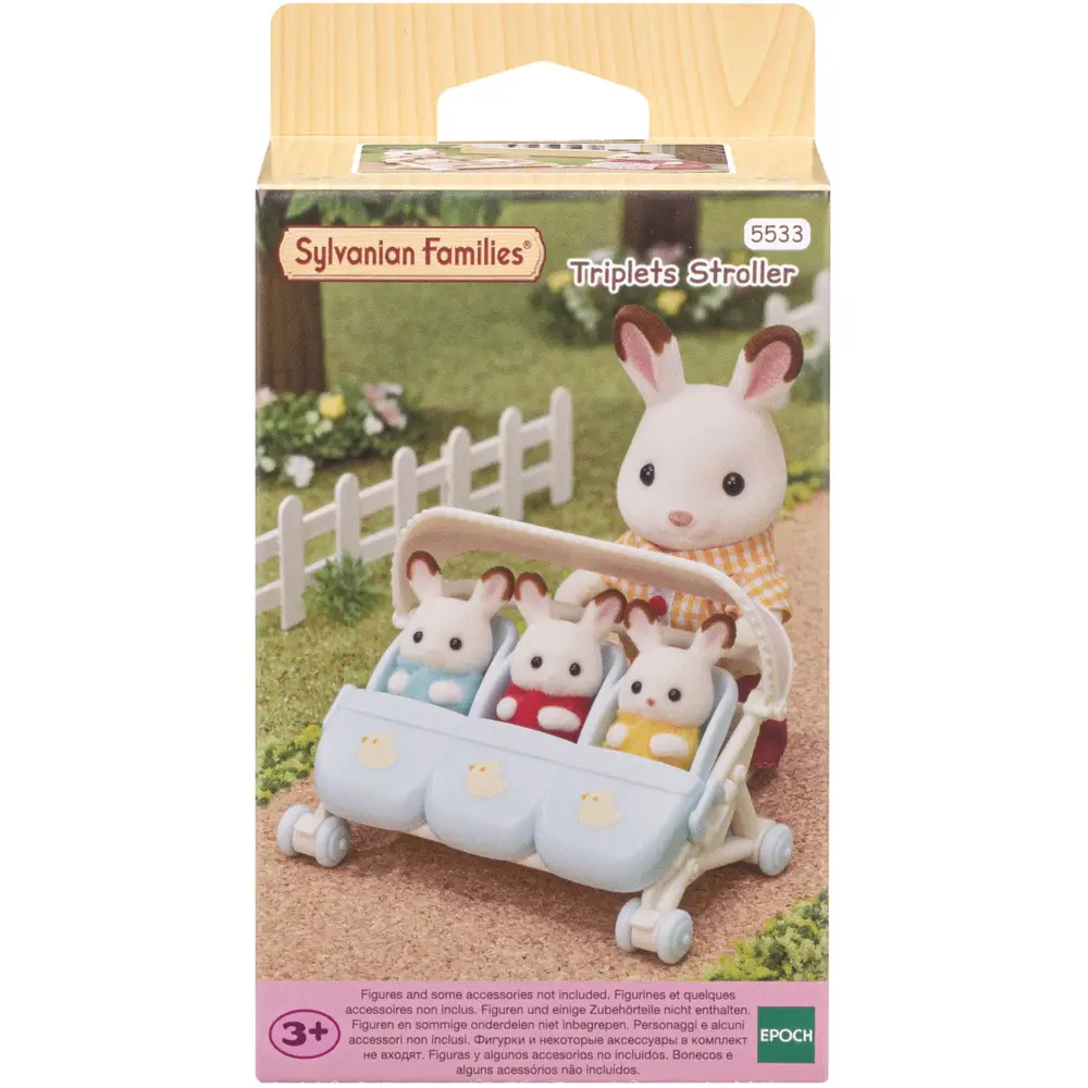 Sylvanian Families landau triplés accessoires maison de poupée bleu